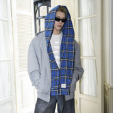 Hearujoy Fake Two Pieces Double Layer Zipper Hooded Jacket for Men and Women Cardigan Casual Loose Windbreaker Hoodies Oversized