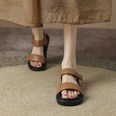 Hearujoy Women Shoes Platform Shoes Woman Sandals Genuine Leather Roman Flat with Shoes Split Leather Med Shoes Casual solid 3.5cm