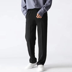 HEARUJOY - Summer New Men's Solid Color Thin Straight Trousers Fashion Trend Casual Simple Loose All-match Breathable Men's Bottoms