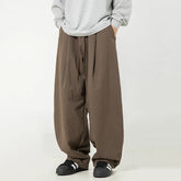 HEARUJOY - Pleated Design Men Casual Trousers Solid Color Drawstring Summer Korean Style Elastic Waist Straight Leg Male Pants 9W3495