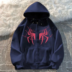 HEARUJOY - Man Hoodies Spider Funny Designer Novelty and Sweat Shirt Pastel Color High Quality Aesthetic Full Zip Up Sweatshirts for Men