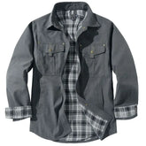 HEARUJOY - American Size Men's Plus-size Lapel Plaid Flannel Casual Shirt Jacket Retro Western Style Reversible Jacket