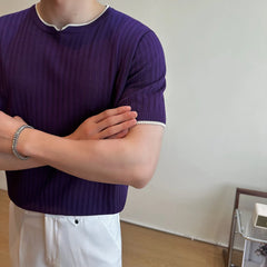 HEARUJOY - Summer Breathable T-Shirts Men Korean Luxury Clothing O-Neck Short Sleeve Knitted Mens T Shirt Fashion Hollow Tops&Tees 3XL