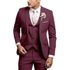HEARUJOY - New Suits Three Pieces Single Breasted Blazer Business Jacket Vest Ankle Length Zipper Fly Straight Pants Pockets Button Office