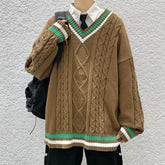 Hearujoy Winter Sweater Men Warm Fashion Casual Knitted Pullover Men Korean Loose V-neck Long Sleeved Sweater Mens Jumper Clothes M-2XL