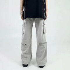 Hearujoy Cargo Pants Men Zipper Oversize Wide Leg Trousers Male Streetwear Hip Hop Casual Korean Japanese Pocket Safari Style