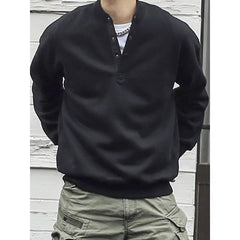 HEARUJOY - Men's Henry Collar Plate Warm Fashion Casual Round Neck Pullover Sweater Men's Spring and Autumn Style Trendy
