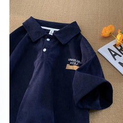 HEARUJOY - American Fashion Retro Polo Shirt Men's Short-sleeved Korean Version 2025 New Summer High Street Trend Shirt Lapel T-shirt Chic