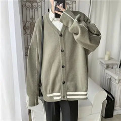 HEARUJOY - Thin jacket men's casual long-sleeved loose knitted cardigan