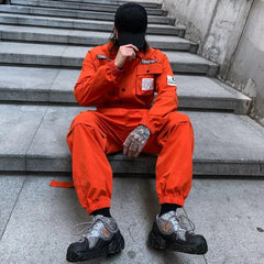 Hearujoy Autumn Street Short Sleeve American Jumpsuit Men's Jumpsuit Suit Motorcycle Removable Pants Hip-Hop Leg Pants