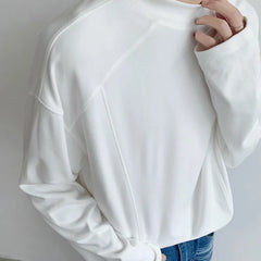 HEARUJOY - Autumn Long Sleeved T-shirt Men Fashion Black White Stand Up Collar T Shirt Men Streetwear Korean Loose Casual T Shirt Mens Top