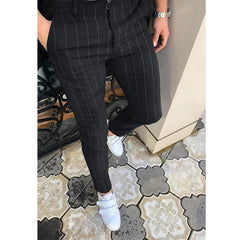 HEARUJOY - Autumn Winter Male Striped Striped Printing Pencil Pants Homme Trend Fashion All-match Business Casual Trousers Men's Clothing