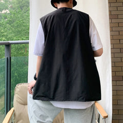 HEARUJOY - Beach Holiday Green Men Cargo Vest Multi-pocket Sleeveless Vest Loose Fit Waistcoat Good For Vacation Polyester Fabric