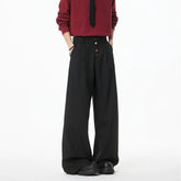 HEARUJOY - Brown Black Suit Pants Men Oversized Fashion Society Mens Dress Pants Korean Loose Wide Leg Pants Mens Office Formal Trousers