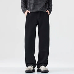 HEARUJOY - New Autumn Japanese Retro Lambswool Casual Suit Pants - Men's Relaxed Straight-Leg Versatile American Streetwear