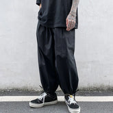 HEARUJOY - Solid Color Loose Thin Men's Casual Wide-leg Pants Summer High Quality Slacks Fashion 2025 Cotton Xxxl Y2k Male Cropped Trousers