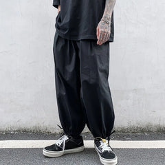 HEARUJOY - Solid Color Loose Thin Men's Casual Wide-leg Pants Summer High Quality Slacks Fashion 2025 Cotton Xxxl Y2k Male Cropped Trousers