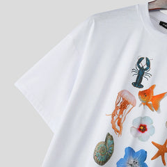 HEARUJOY - Men's T Shirt Summer Printing O-neck Short Sleeve Streetwear Men Clothing Oversize Vacation Casual Male Tee Tops