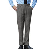 HEARUJOY - Autumn Winter Men's Vintage Wool Suit Pant Herringbone Pattern Straight Trousers British Style Business Casual Italian Pants