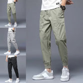 HEARUJOY - Men Solid Color Loose Fit Pants Straight Thin Cargo Pants Fashion Casual Trousers Streetwear Solid Color Comfortable