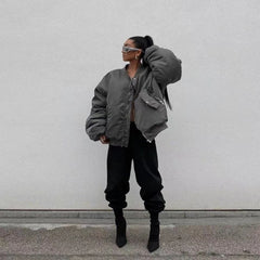 Hearujoy Autumn/Winter Flight Jacket Baseball Thickened Cotton Parkas Outerwears American Oversized Double Zip Up Jacket and Coat Men