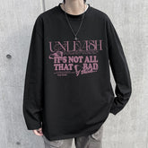 HEARUJOY - Fall Korean O Neck Long Sleeve T Shirt Men Cotton Fashion Letter Print Trend Casual Harajuku Oversized Couples Clothing Tops Tee