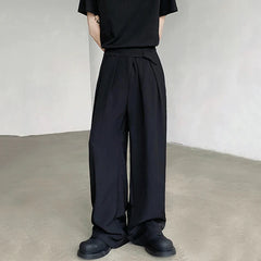 Hearujoy Summer Male Suit Pants Droop Solid Color Casual Straight Bottom Wide Leg Men's Loose Trousers Stylish 9C6434