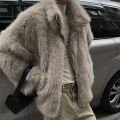 HEARUJOY - Mens Fashion Warm Clothing Autumn And Winter Korean Plush New Fur Coat Imitation Leather Thick Warm Stand Collar Trendy Coat Men