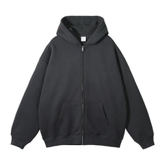 HEARUJOY - New Men's Hoodies Sweatshirts Zipper Hoodie Solid Color Hip Hop Mens Hooded Jacket Loose Track Hoodie Jacket Coat Streetwear