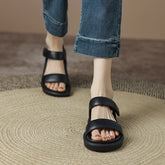 Hearujoy Women Shoes Platform Shoes Woman Sandals Genuine Leather Roman Flat with Shoes Split Leather Med Shoes Casual solid 3.5cm