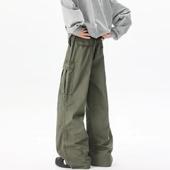 HEARUJOY - Retro Street Thin Multi Pocket Casual Work Pants For Men And Women High Street Loose Straight Leg Cleanfit Wide Leg Cargo Pants