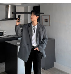 HEARUJOY - Loose Blazers Men Leisure Trendy Coat One Button Suit Jackets fashion Male Daily Streetwear All-match Simple Suit-tops hip hop