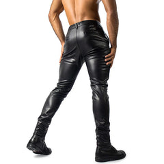 HEARUJOY - Nightclub Men's Stretch Skinny PU Leater Patns Vintage Slim Fit Straight Trousers For Men Spring Autumn Fashionable PU Trousers