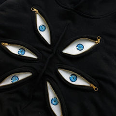 Hearujoy Y2k Hip Hop trend Harajuku Sweatshirt Fashion Loose casual pullover hoodie Men retro Demon Eyes zipper embroidery design hoodie