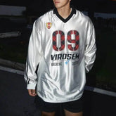 HEARUJOY - Autumn New Men's V-Neck Long-Sleeved T-Shirt American Retro Fashion Trend Street Hip-Hop Loose Casual Breathable Niche Men's Top