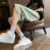 HEARUJOY - New Retro Men's Spliced button Zipper Pocket Fashionable Five-point Denim Shorts