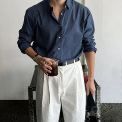 HEARUJOY - New Luxury Textured Business Men Shirts Leisure Solid Color Long Sleeve Korean Popular Men's Clothing High Quality Cardigan Tops