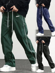 HEARUJOY - Men's New Woven Trousers High Street Trend Retro Casual Cuff Long Pants