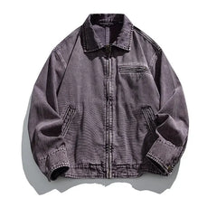 HEARUJOY - Japan Vintage Detroit Jacket Hand-Brushed Washed Canvas Artisan Dyed Workwear Overshirt Heritage Notch Collar Coats