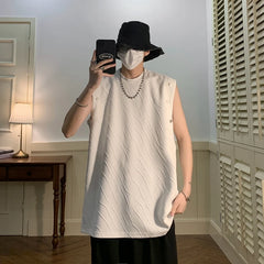 Hearujoy Men Simple Loose Texture Tanks Top Teenager Fashion Sleeveless O Neck Tshirt Summer Casual Breathable Workout Bodybuilding