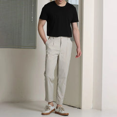 Hearujoy Mens Breathable Casual Straight Pants 2024 New Genderless Fashion Thin Retro Versatile Simple Solid Color Straight Pants Unisex