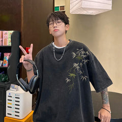 Hearujoy Overiszed 3XL Retro Batik Printed T-shirt Men Summer Short Sleeve Hip Hop Drop Shoulder Loose Casual Tops Tee Male New 2024