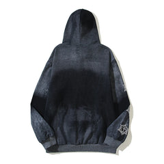 Hearujoy High Street Tie Dye Letter Embroidery Terry Hooded Hoodies for Men and Women Pullover Distressed Baggy Casual Sweatshirts