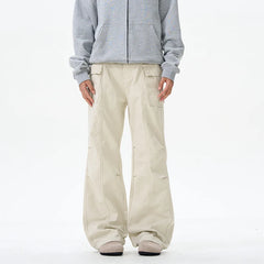 HEARUJOY - Retro Washed Vintage Multi Pocket Work Pants For Men And Women, Straight Leg Loose Fitting Street Casual Vintage Cargo Pants