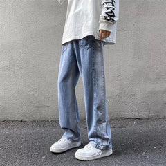 HEARUJOY - New High Street Colorblock Jeans For Men Y2K Baggy Patchwork Denim Trousers Wide-leg Gradient Straight Pantalones Hombre