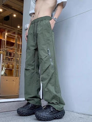 HEARUJOY - Spring Summer Baggy Zipper Men's Straight Cargo Pants Aesthetic Fashion Korean Style Casual Harajuku New in Long Male Trousers