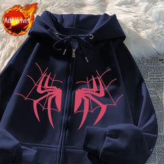 HEARUJOY - Man Hoodies Spider Funny Designer Novelty and Sweat Shirt Pastel Color High Quality Aesthetic Full Zip Up Sweatshirts for Men