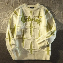 HEARUJOY - American Retro High Street Star Sweater Men's Spring Autumn Loose Lazy Style Oversize Japanese Knitted Jacket