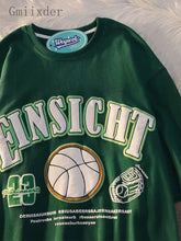 Hearujoy Dark Green Short-sleeved T-shirt American Letter Printing Tos Male Female Preppy Cotton Oversize Hip-hop Vintage Shirt