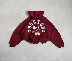 HEARUJOY - Simple trendy large size design zipper hoodie for men and women high street design y2k style Harajuku loose casual long sleeves